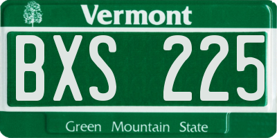 VT license plate BXS225