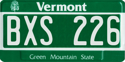 VT license plate BXS226