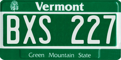 VT license plate BXS227