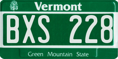 VT license plate BXS228