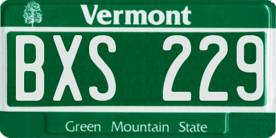 VT license plate BXS229