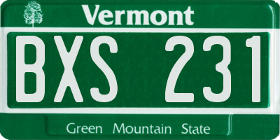 VT license plate BXS231
