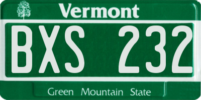 VT license plate BXS232