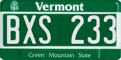 VT license plate BXS233