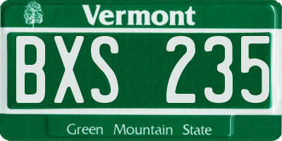 VT license plate BXS235