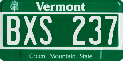 VT license plate BXS237