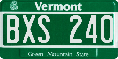 VT license plate BXS240
