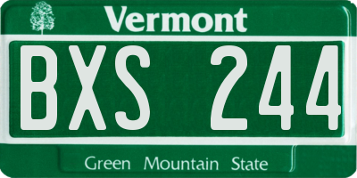 VT license plate BXS244