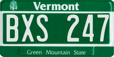 VT license plate BXS247