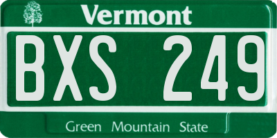 VT license plate BXS249