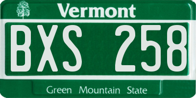 VT license plate BXS258