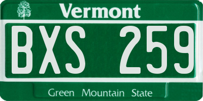 VT license plate BXS259