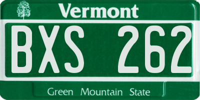 VT license plate BXS262
