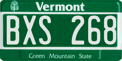 VT license plate BXS268