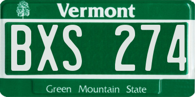 VT license plate BXS274