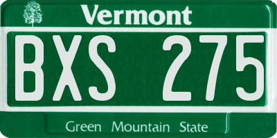 VT license plate BXS275