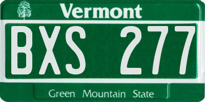 VT license plate BXS277
