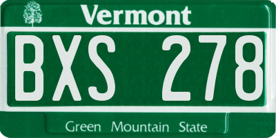 VT license plate BXS278