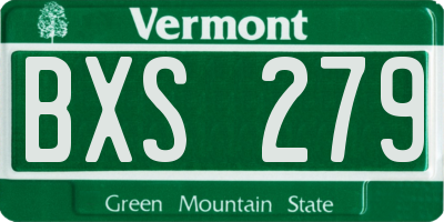 VT license plate BXS279
