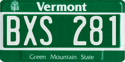 VT license plate BXS281