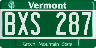 VT license plate BXS287