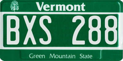 VT license plate BXS288