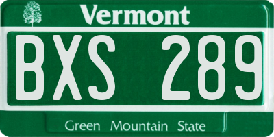 VT license plate BXS289