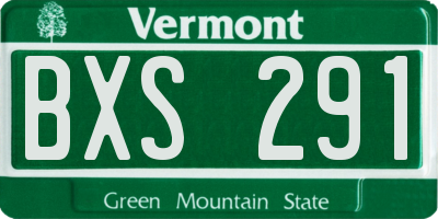 VT license plate BXS291