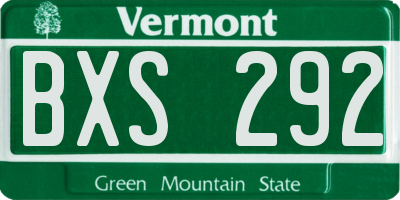 VT license plate BXS292