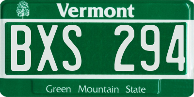 VT license plate BXS294