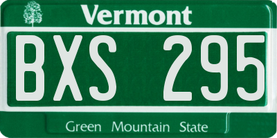 VT license plate BXS295