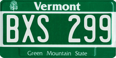 VT license plate BXS299