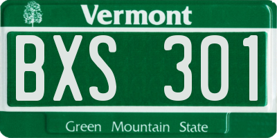 VT license plate BXS301