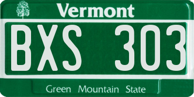 VT license plate BXS303