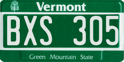VT license plate BXS305