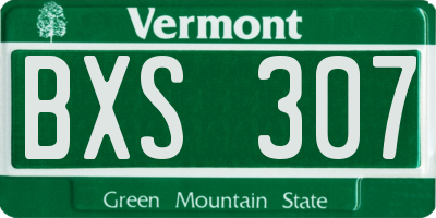VT license plate BXS307