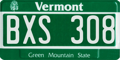 VT license plate BXS308