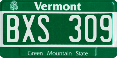VT license plate BXS309