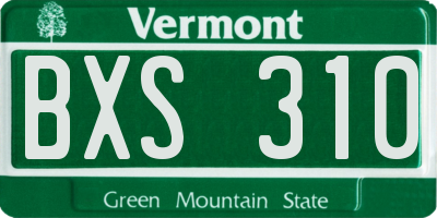 VT license plate BXS310