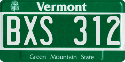 VT license plate BXS312