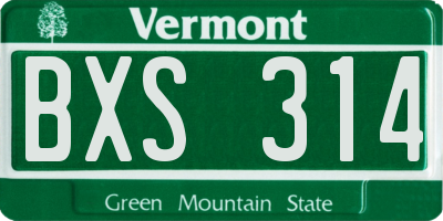 VT license plate BXS314