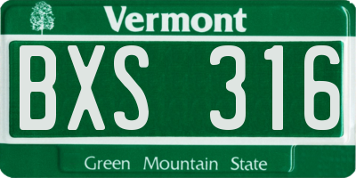 VT license plate BXS316