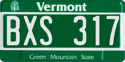 VT license plate BXS317
