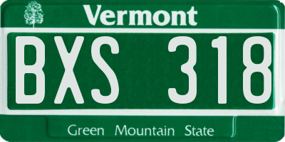VT license plate BXS318