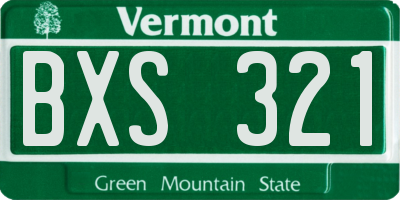 VT license plate BXS321