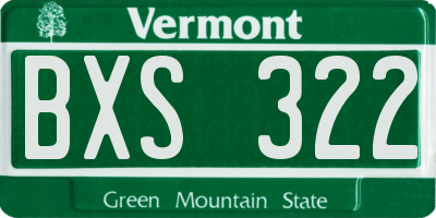VT license plate BXS322