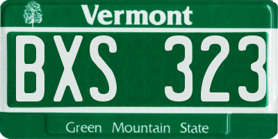 VT license plate BXS323