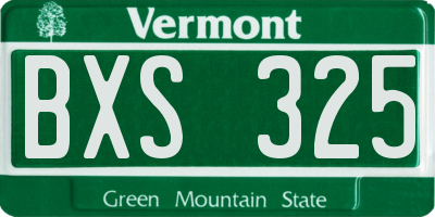 VT license plate BXS325