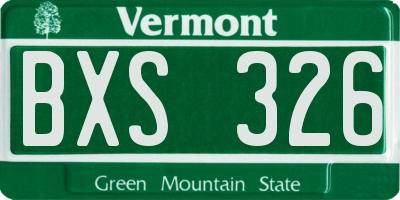 VT license plate BXS326