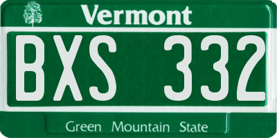 VT license plate BXS332